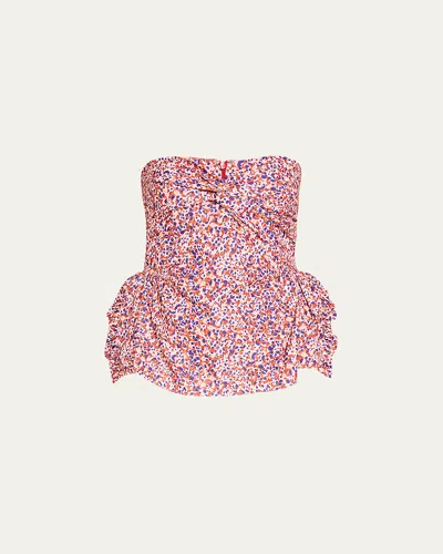 Kika Vargas Tasha Dots Twill Peplum Top In Pink