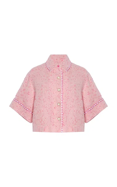 Simkhai Khloe Button Down Top In Berry In Pink