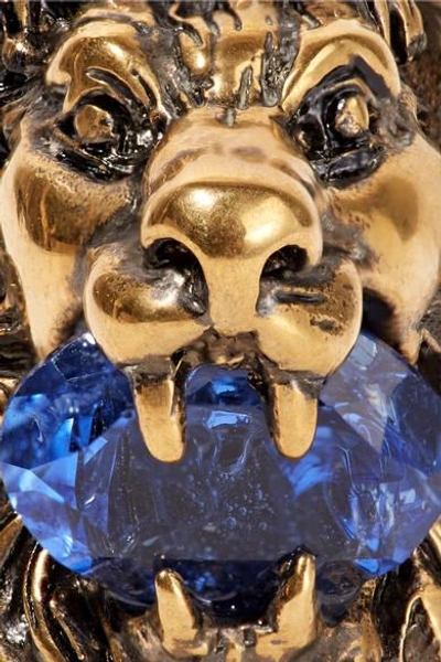Shop Gucci Gold-tone Swarovski Crystal Ring