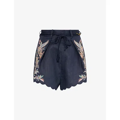 Zimmermann Rhiannon Tuck Shorts In Blue