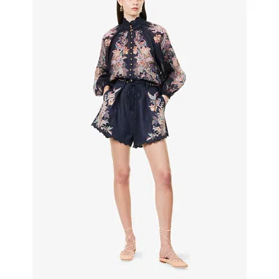Zimmermann Rhiannon Tuck Shorts In Blue