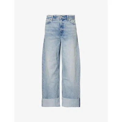 Good American Womens Good Standard Barrel Wide-leg Denim Jeans Indigo890 In Indigo890