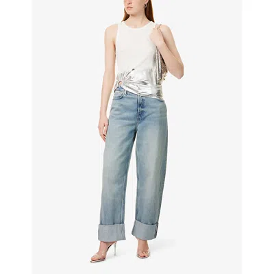 Good American Womens Good Standard Barrel Wide-leg Denim Jeans Indigo890 In Indigo890