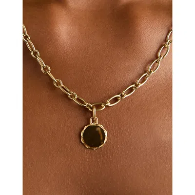 Astrid & Miyu Womens Coin Talisman Rhodium-plated Sterling-silver Charm 18ctgoldplatedsilver