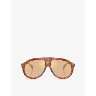 Moncler Womens Brown Me6001 Fhaite Pilot-frame Acetate Sunglasses In Brown