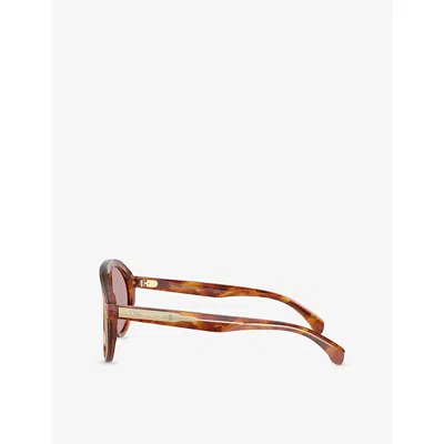 Moncler Womens Brown Me6001 Fhaite Pilot-frame Acetate Sunglasses In Brown