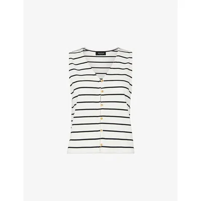 Whistles Stripe Button Front Tank In Multi-coloured
