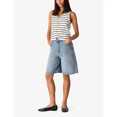 Whistles Stripe Button Front Tank In Multi-coloured