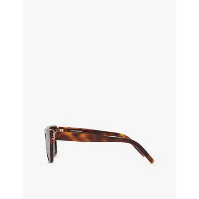 Saint Laurent Womens Sl M131 Rectangle-frame Acetate Sunglasses Brown In Brown