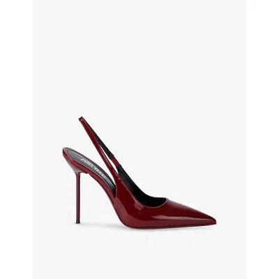 Paris Texas Lidia Slingbacks Rouge Noir In Patent Leather In Animal Print