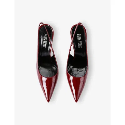 Paris Texas Lidia Slingbacks Rouge Noir In Patent Leather In Animal Print