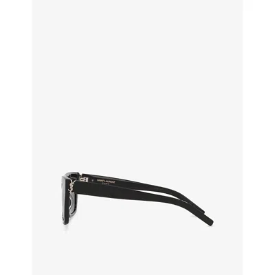 Saint Laurent Womens Ys000582 Sl M131 Rectangle-frame Acetate Sunglasses Black In Black