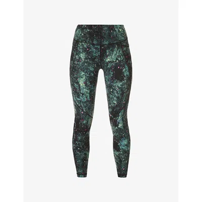 Sweaty Betty Womens Green Firefly Print Power Graphic-print High-rise Stretch-jersey Leggings Xs In Green Firefly Print