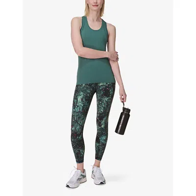 Sweaty Betty Womens Green Firefly Print Power Graphic-print High-rise Stretch-jersey Leggings Xs In Green Firefly Print