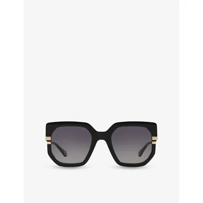 Chloé Womens Ch0240s Square-frame Acetate Sunglasses Black In Black