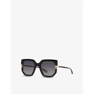 Chloé Womens Ch0240s Square-frame Acetate Sunglasses Black In Black