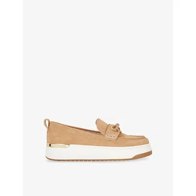 Dune Womens  Glide Suede Flatform Loafers In Sand Suede