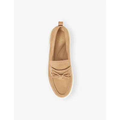 Dune Womens  Glide Suede Flatform Loafers In Sand Suede