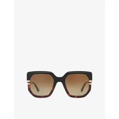 Chloé Womens Ch0240s Square-frame Acetate Sunglasses Black In Black