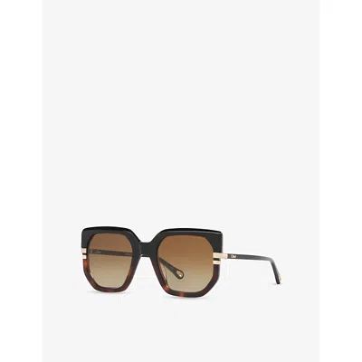 Chloé Womens Ch0240s Square-frame Acetate Sunglasses Black In Black