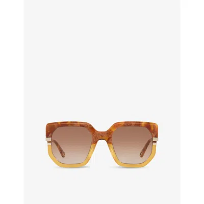 Chloé Womens Ch0240s Square-frame Acetate Sunglasses Brown
