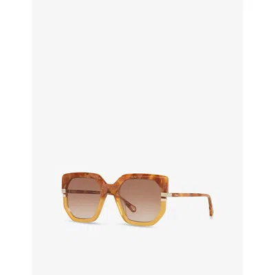 Chloé Womens Ch0240s Square-frame Acetate Sunglasses Brown