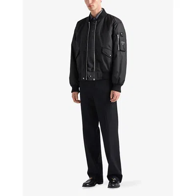 Prada Womens  Re-nylon Shell Bomber Jacket In Black