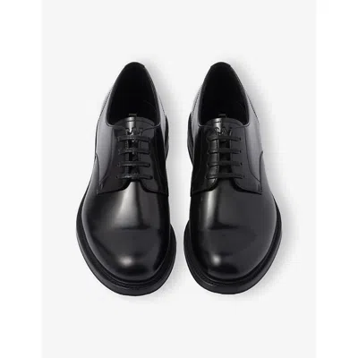 Prada Lace-up Leather Derbies In Black