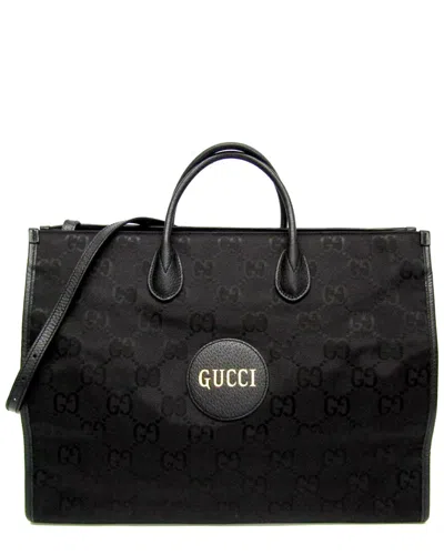 Gucci Black Nylon Canvas & Leather Shoulder Bag (authentic ) In Black