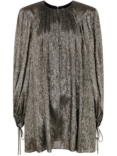 Chloé Lamé Silk Blend Mini Dress In Black