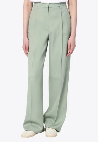 Golden Goose Db Wide-leg Wool Pants In Green