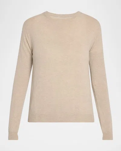 The Row Jazor Cashmere Sweater Long Sleeves In Beige Melange