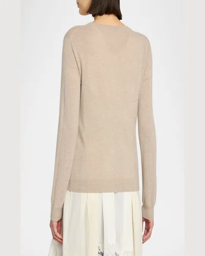 The Row Jazor Cashmere Sweater Long Sleeves In Beige Melange