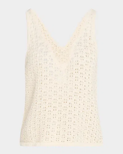 Naadam Open Crochet Pima Cotton Tank In White