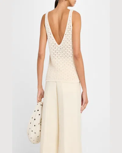 Naadam Open Crochet Pima Cotton Tank In White