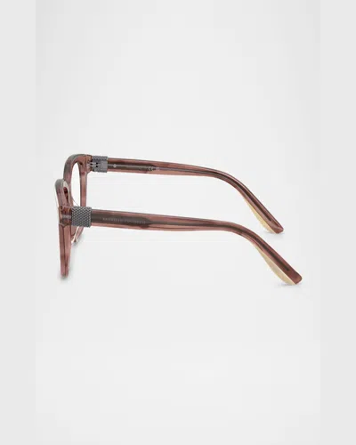 Brunello Cucinelli Bc3013 Acetate Pillow Blue Blocking Glasses In Blue Mirror