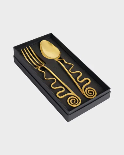 L'objet Spirale Serving Set (set Of Two) In Gold