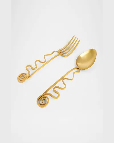 L'objet Spirale Serving Set (set Of Two) In Gold