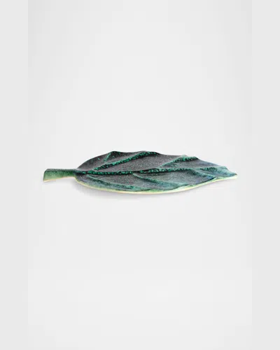 L'objet Cenote Medium Leaf Platter In Green