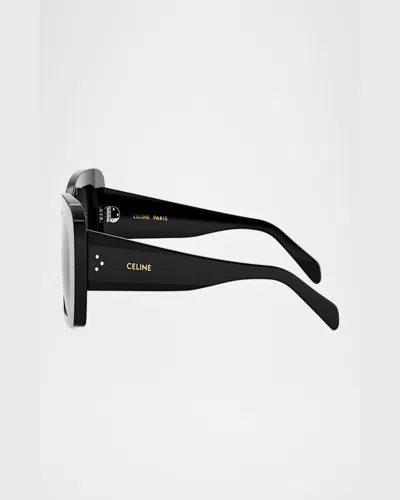 Celine Bold 3 Dots 53mm Geometric Sunglasses In Shiny Black Gradient Smoke