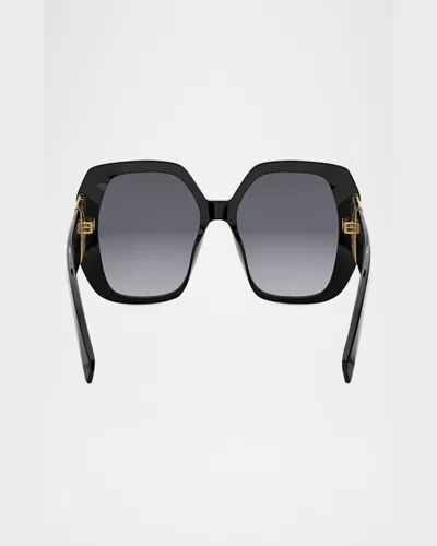 Bvlgari Tubogas Square Acetate Sunglasses In Shiny Blackgradient Smoke