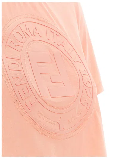 Fendi Women Pink T-shirt With Cropped Design And Raised Logo On The Front In Cotton Woman