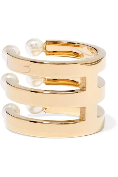 Shop Chloé Darcey Gold-plated Swarovski Pearl Ring