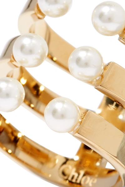 Shop Chloé Darcey Gold-plated Swarovski Pearl Ring