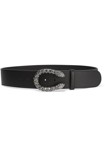 Gucci Dionysus Swarovski Crystal-embellished Leather Waist Belt In Black