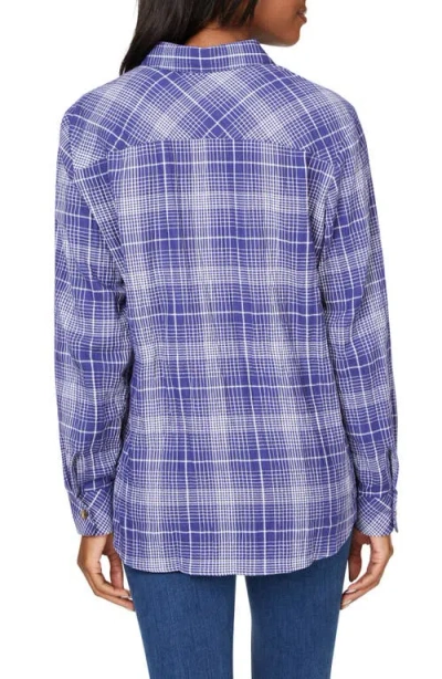 Foxcroft Rhea Plaid Easy Care Button-up Shirt In Indigo