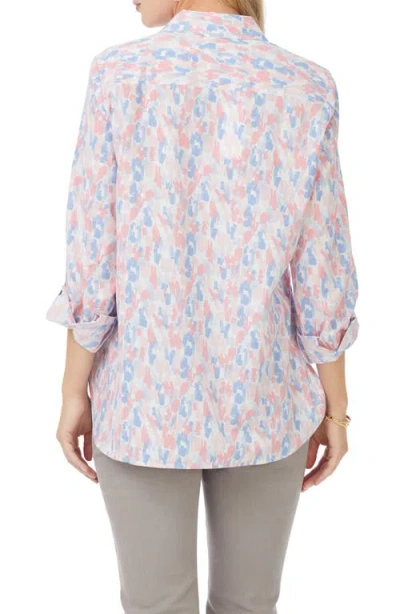 Foxcroft Cole Print Wrinkle-resistant Button-up Shirt In Blue Multi