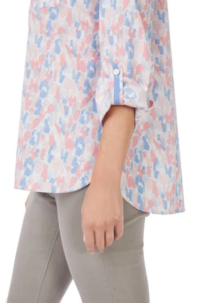 Foxcroft Cole Print Wrinkle-resistant Button-up Shirt In Blue Multi