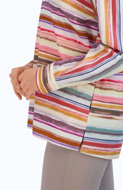 Foxcroft Sophia Watercolor Stripe Cotton Popover Tunic In Multi Stripe