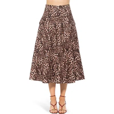 Alexia Admor Avery Cargo Midi Skirt In Leopard